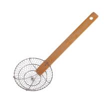  DOUBLE SWALLOW Wire Skimmer Brass 10"/25cm | DOUBLE SWALLOW 疏眼黄铜网竹柄笊篱10“/ 25cm 